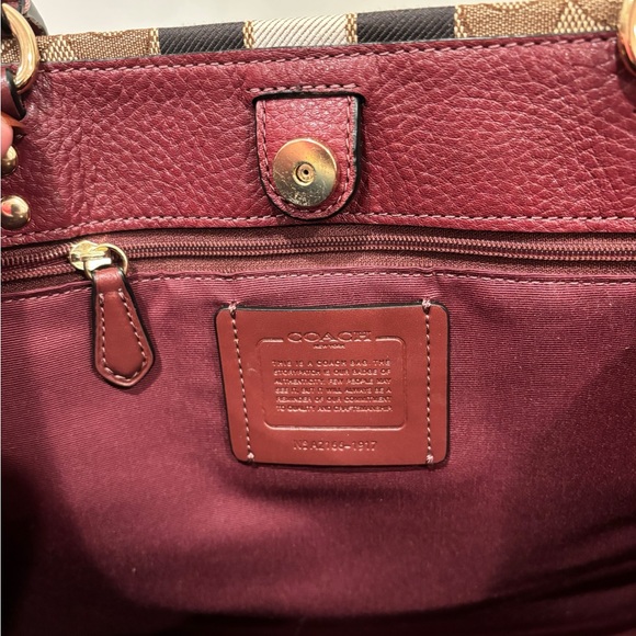 Coach Dempsey Tan and Orange Signature Tote - Picture 4 of 7